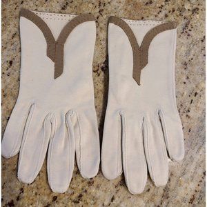Vintage Size S 6 Beige Brown Knotch Wrist Stretch Cotton Formal 7" Gloves